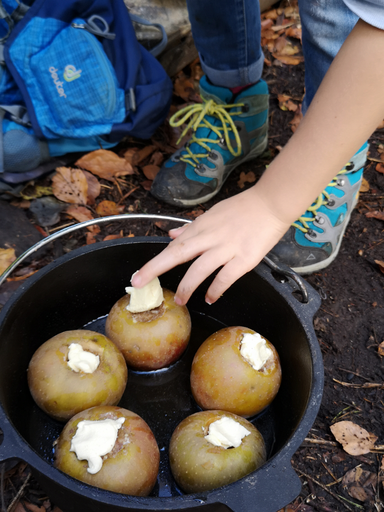 Waldschmaus; Äpfel mit Nuss-/Marzipanfüllung